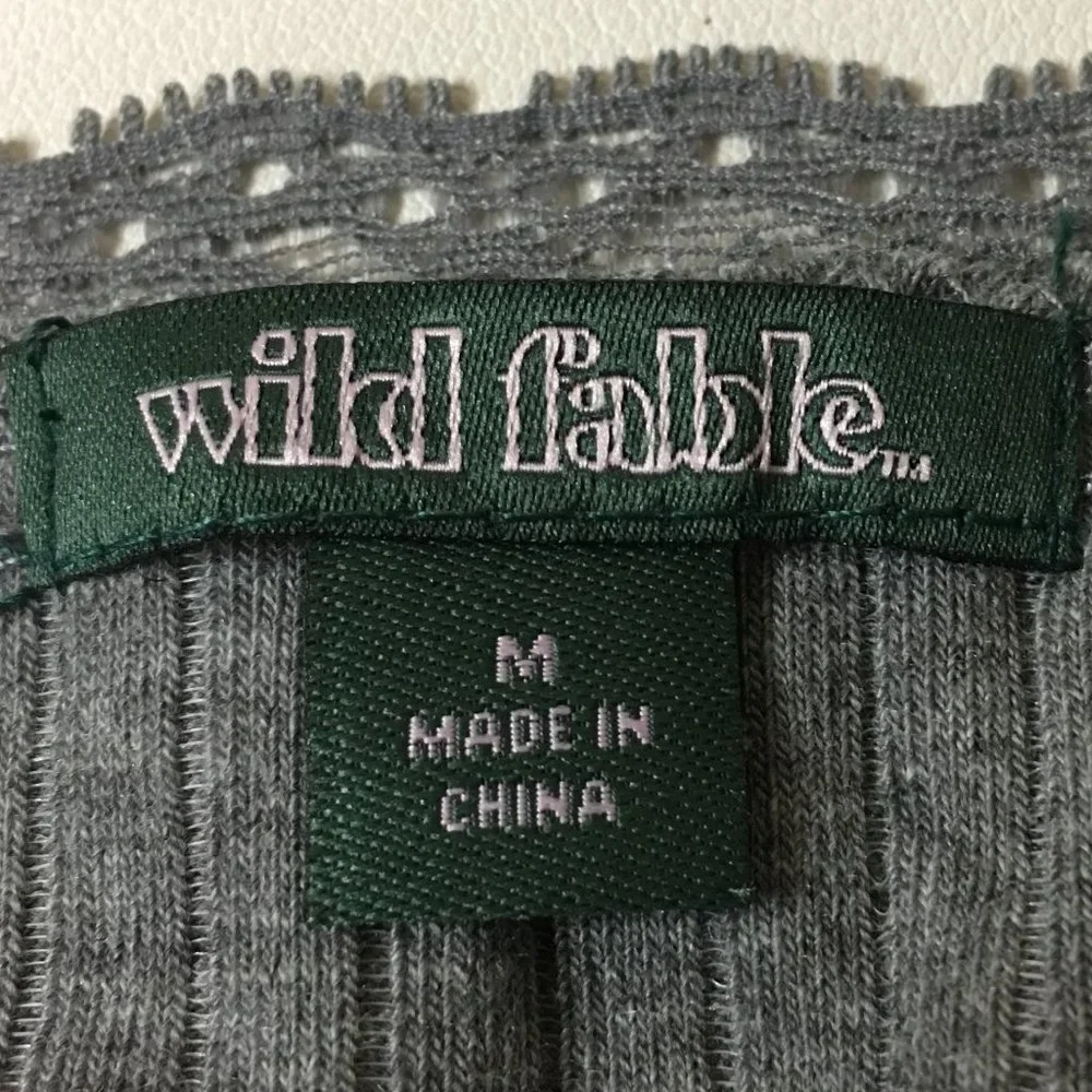 WILD FABLE Heather Gray Lace Trim Tiny Tank Ribbed Texture NWOT! - Picture 7 of 8